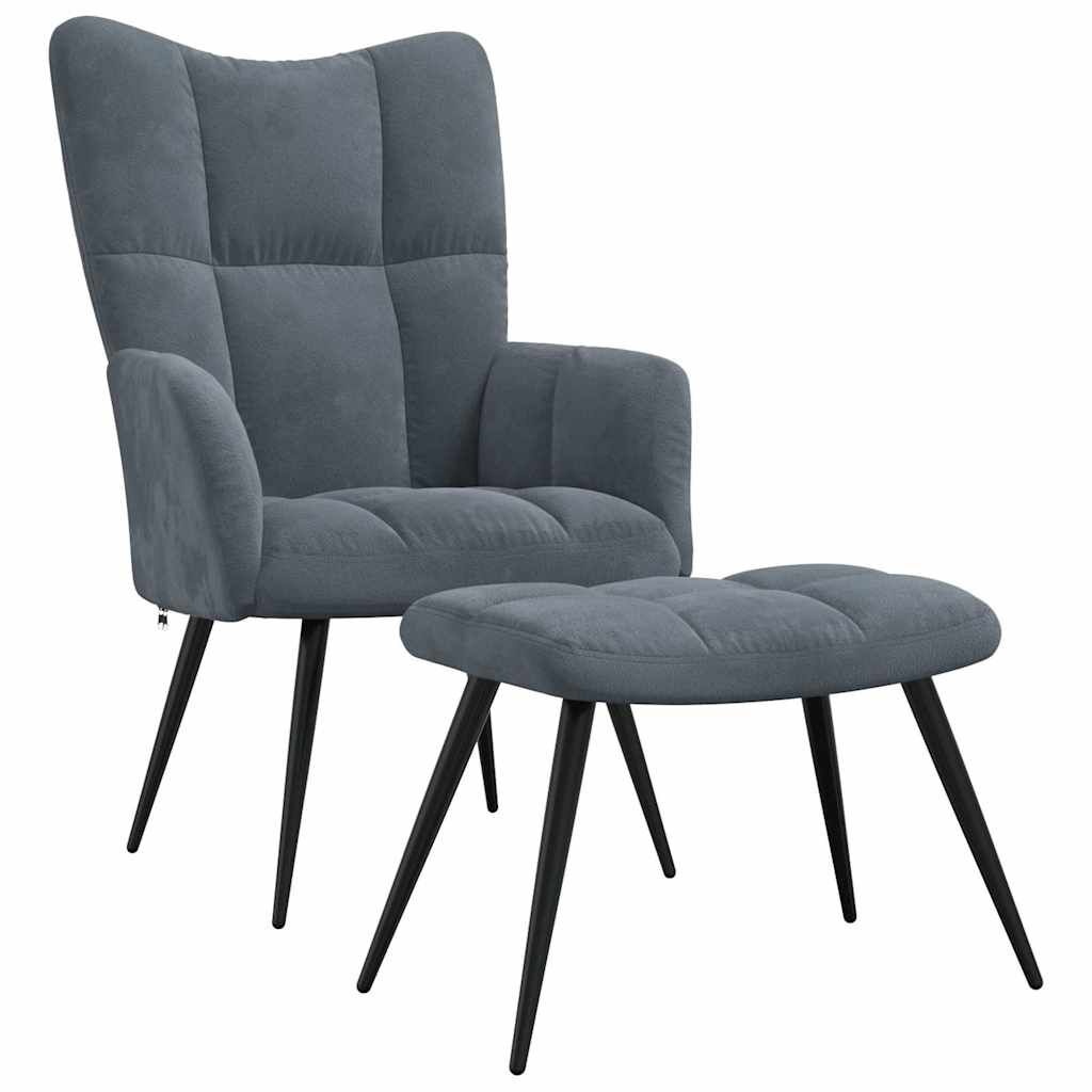 vidaXL Relaxstoel + Voetenbank Donkergrijs - 42% Korting!