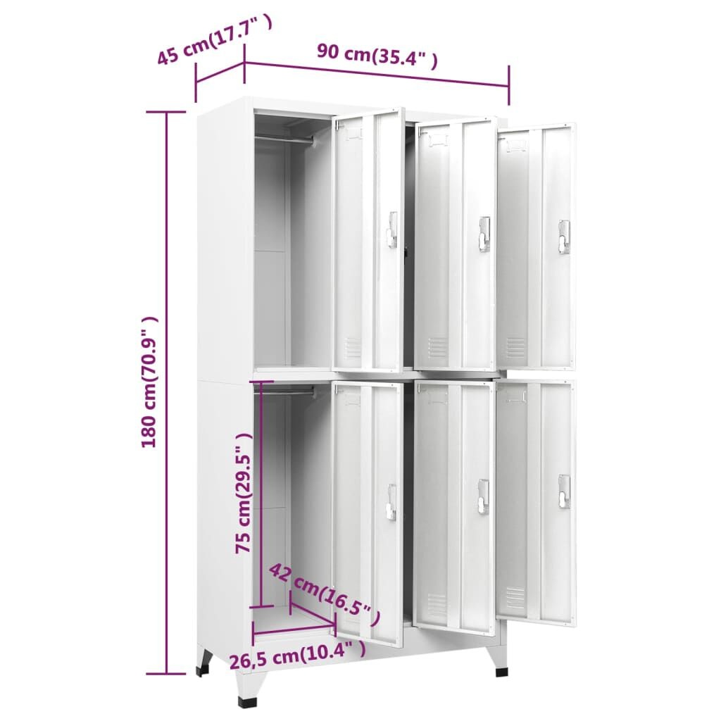 vidaXL Lockerkast Grijs - 6 Vakken - 42% Korting!