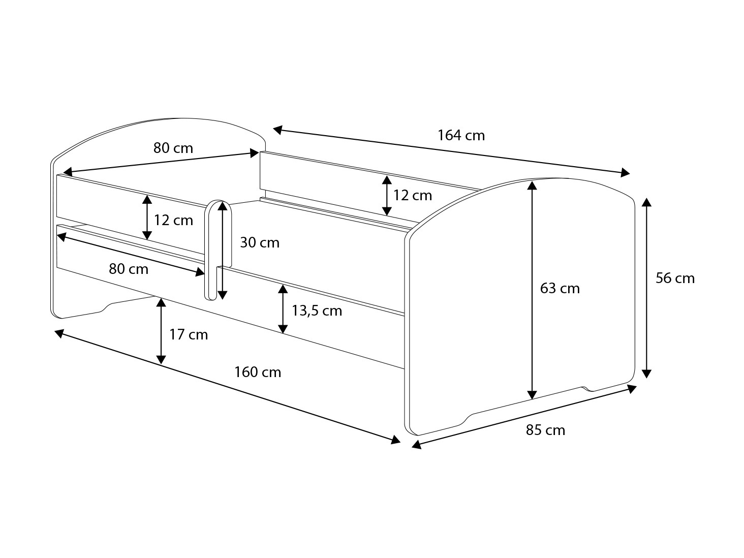 Peuterbed LUK Wit 160x80 + Matras - Hoekschade - 59% Korting!