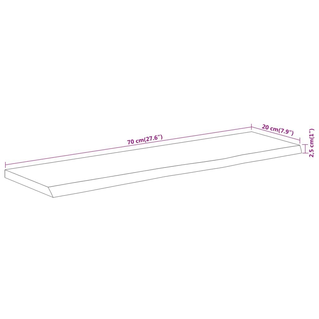 Wandschap Acaciahout 70cm - Natuurlijke Rand - 47% Korting!