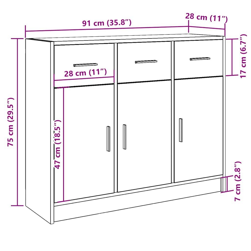 Dressoir Artisanaal Eiken - 91cm - 42% Korting!