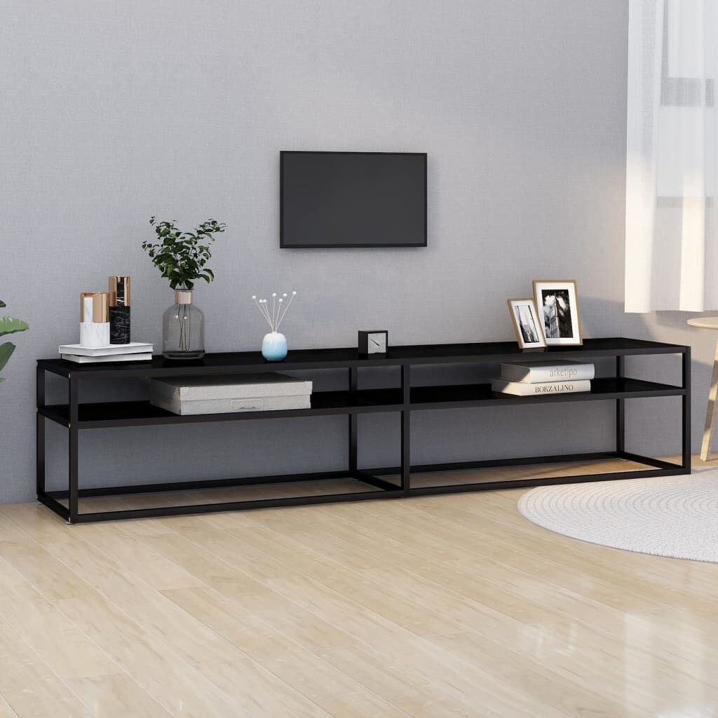 vidaXL TV-Meubel Zwart Glas 200cm - 35% Korting!