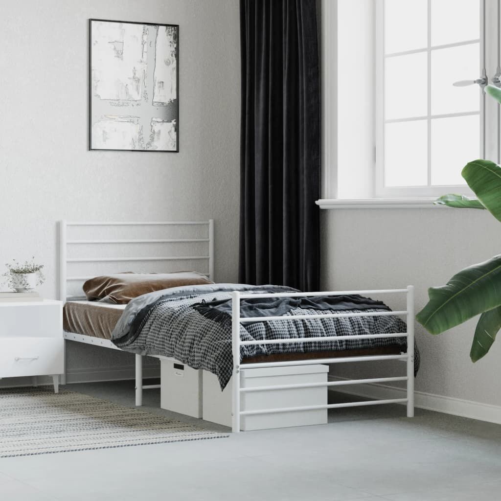vidaXL Bedframe 90x190 cm - Wit Metaal - 41% Korting!