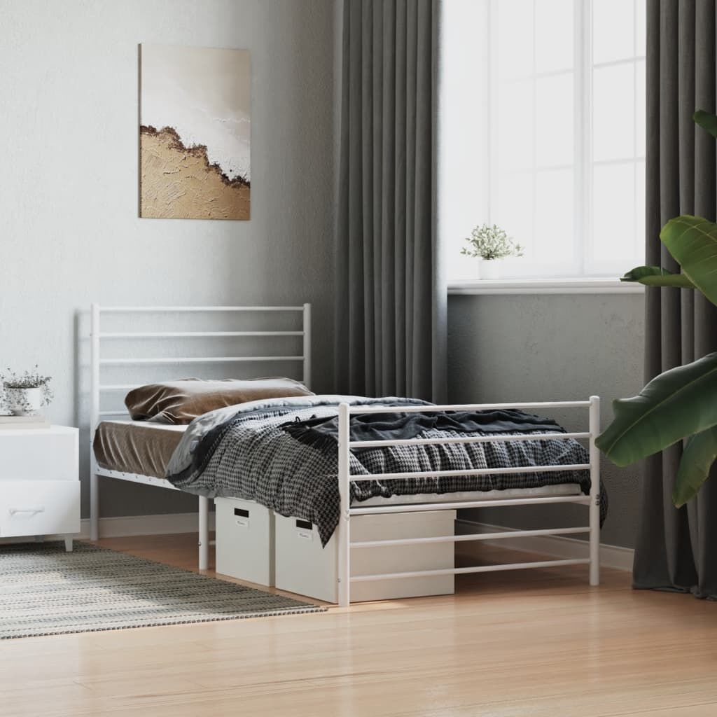 vidaXL Bedframe 90x190 cm - Wit Metaal - 41% Korting!