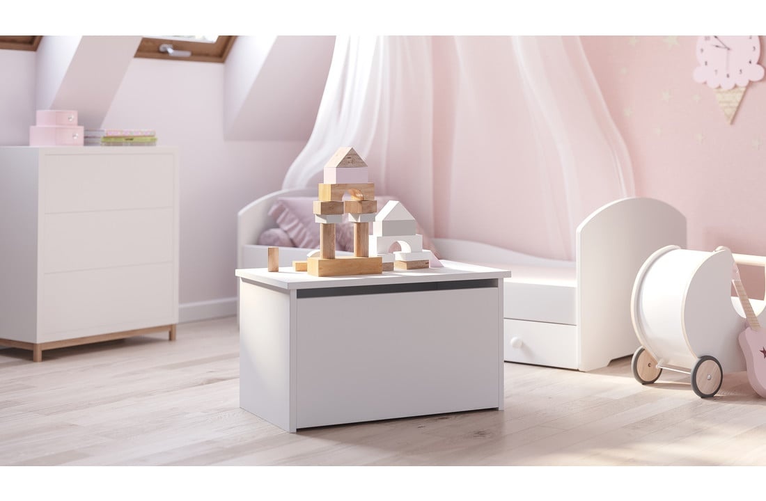 Speelgoedkist Wit - 73x42x40cm - Gasveer - Hoekschade - 71% Korting!