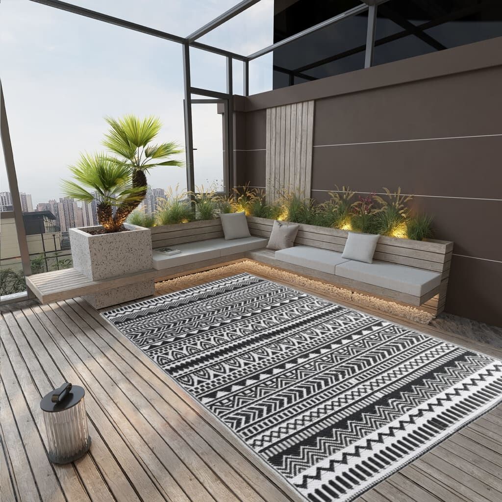 vidaXL ARAKIL Buitenkleed 190x290 cm Zwart - 35% Korting!