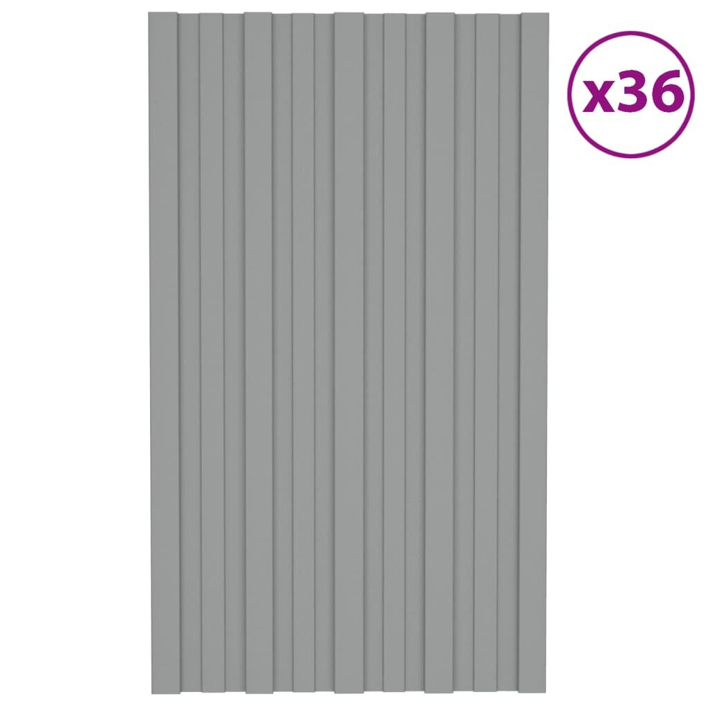 vidaXL Dakpanelen 36 st 80x45 cm gegalvaniseerd staal grijs