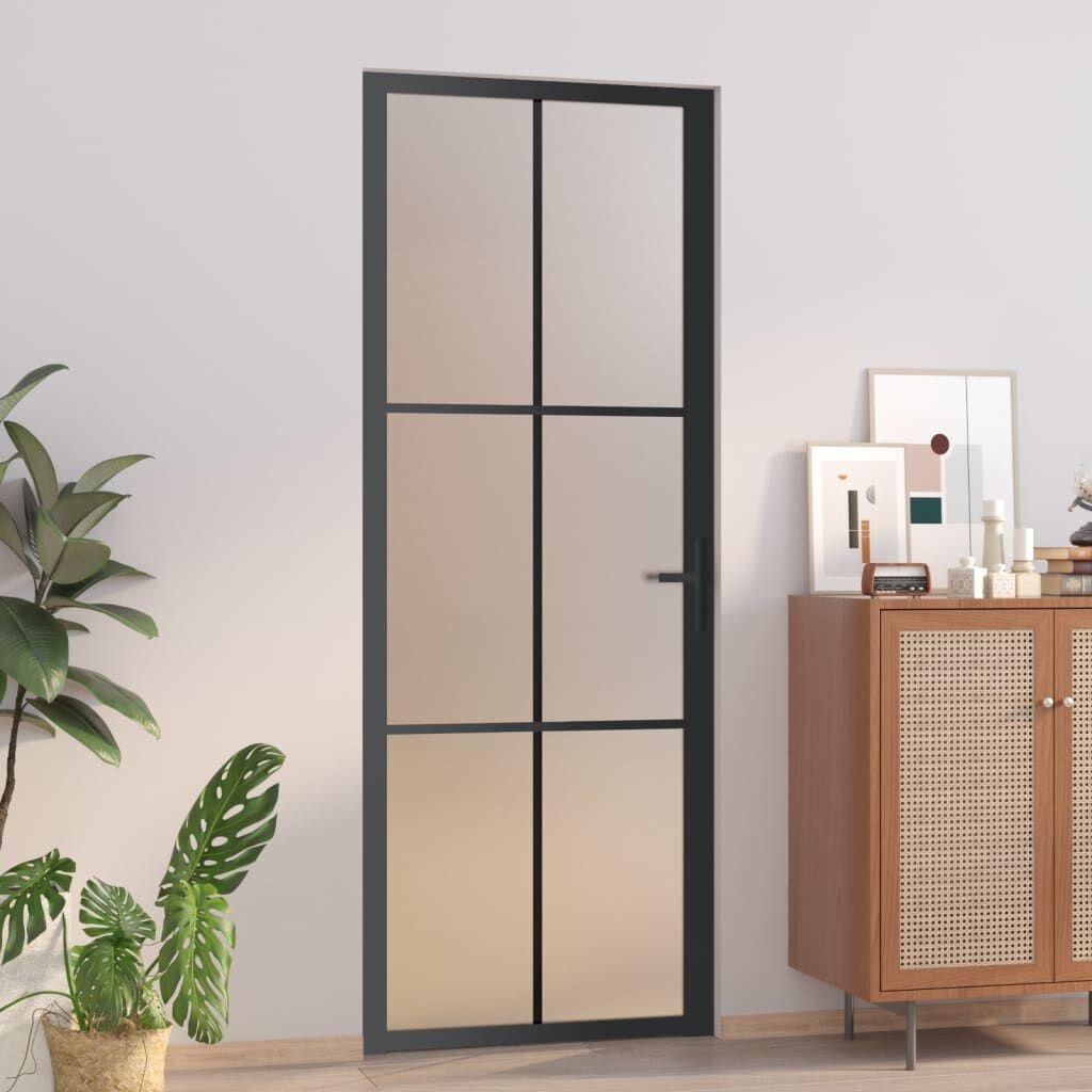 vidaXL Binnendeur 76x201,5cm Zwart Matglas - 41% Korting!