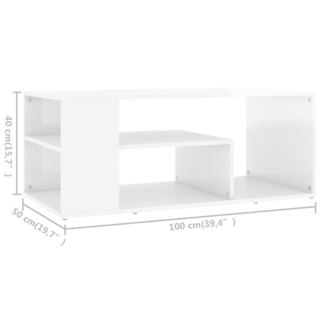 Salontafel Hoogglans Wit 100x50x40cm - 35% Korting!