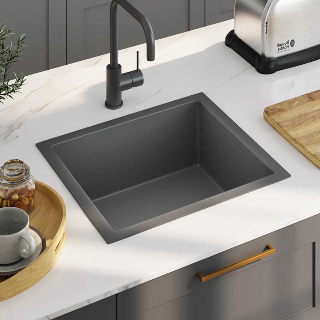 vidaXL Zwarte Gootsteen RVS Handgemaakt -35%