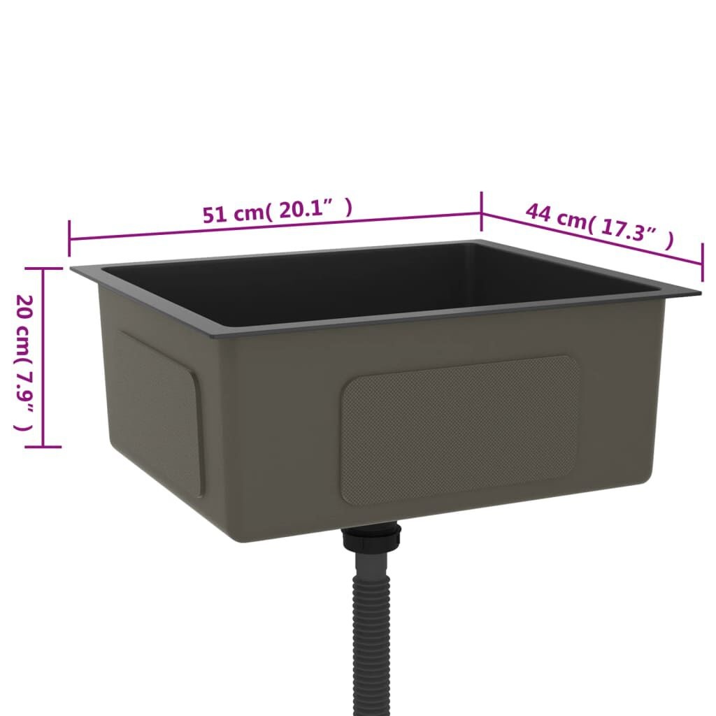 vidaXL Zwarte Gootsteen RVS Handgemaakt -35%
