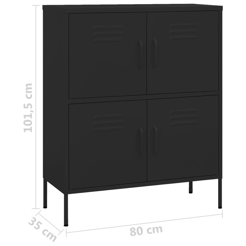 vidaXL Opbergkast Zwart 80x35x101,5cm - 35% Korting!