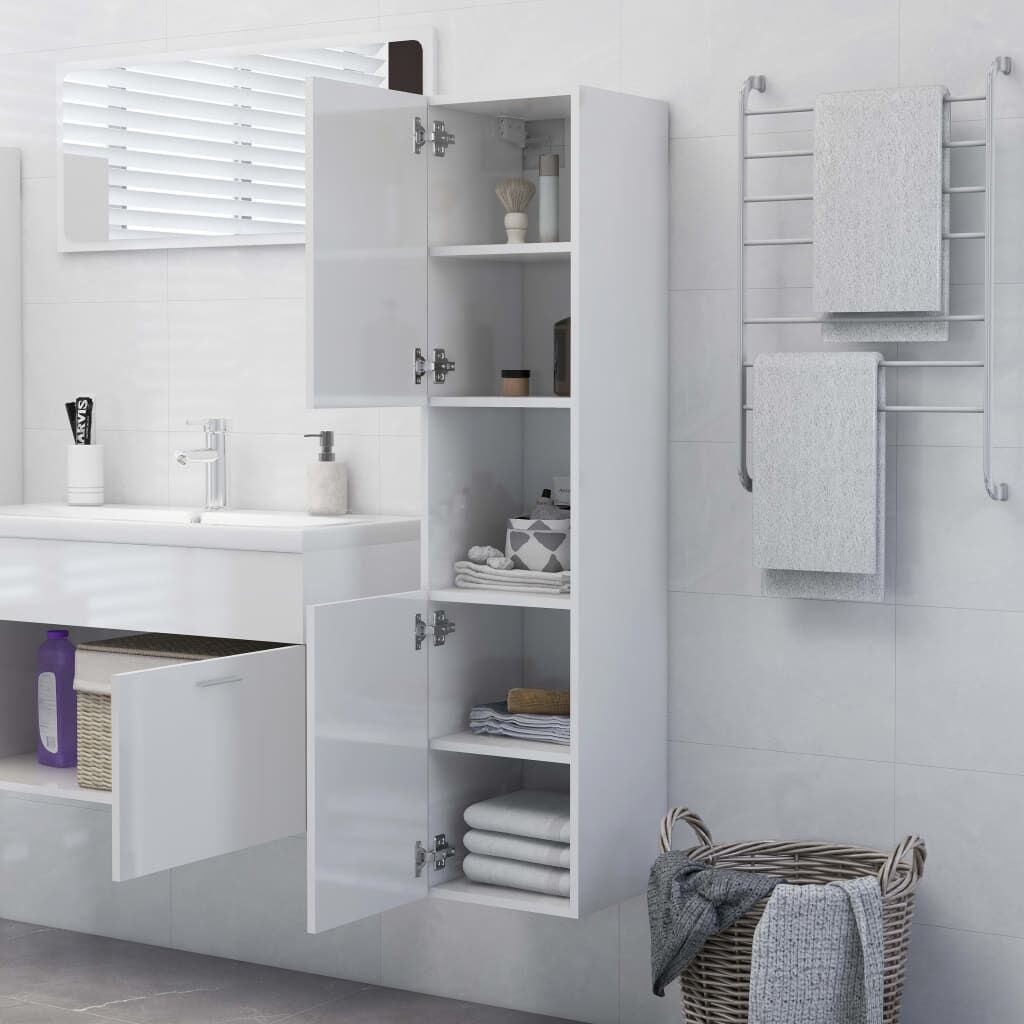 VidaXL Badkamerkast Wit Hoogglans 30x30x130cm -35% Korting!