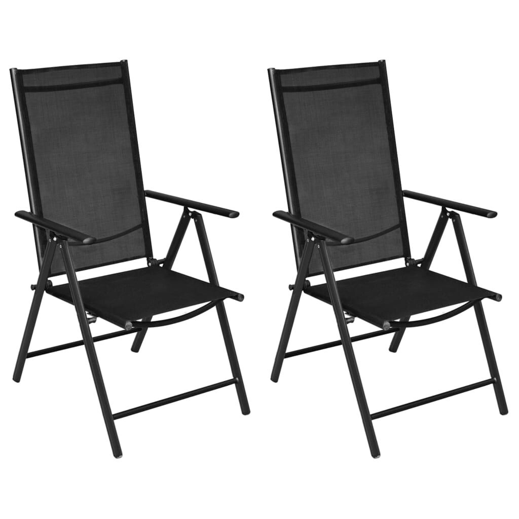 vidaXL Tuinstoelen (2 st) - Inklapbaar, Zwart - 35% Korting!