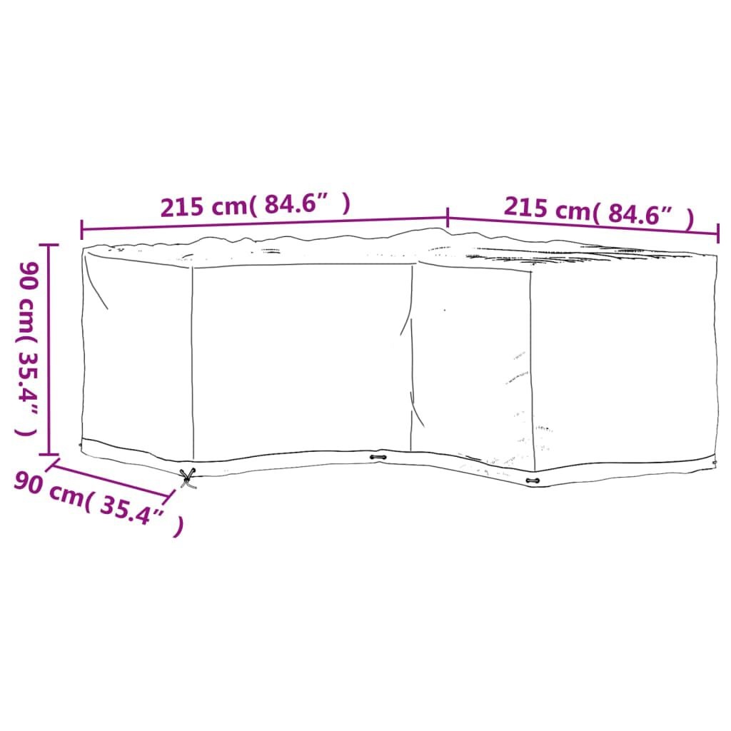 Tuinmeubel hoes L-vorm 215x215x90cm -35%!