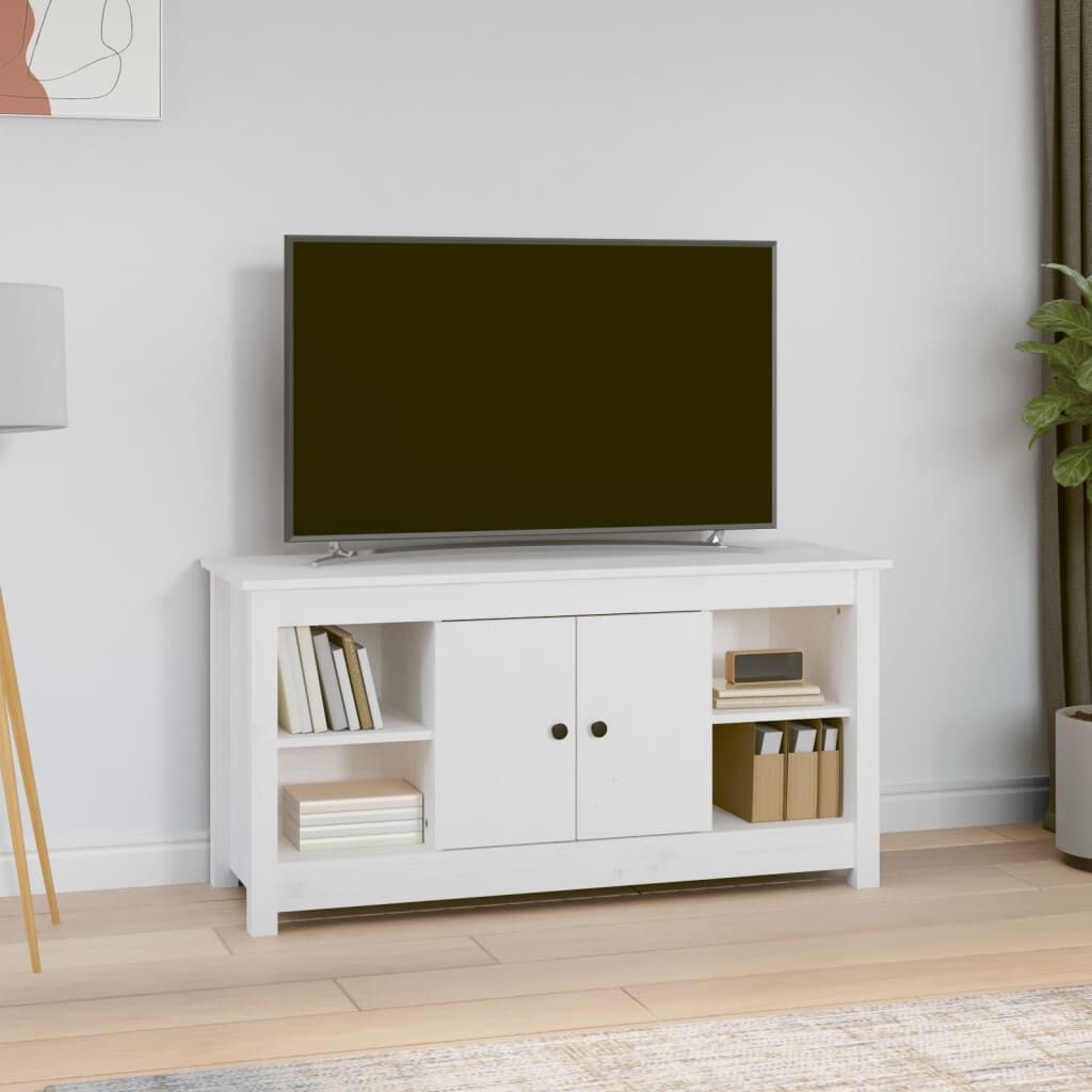 vidaXL TV-Meubel Grenenhout Wit 103cm - 35% Korting!