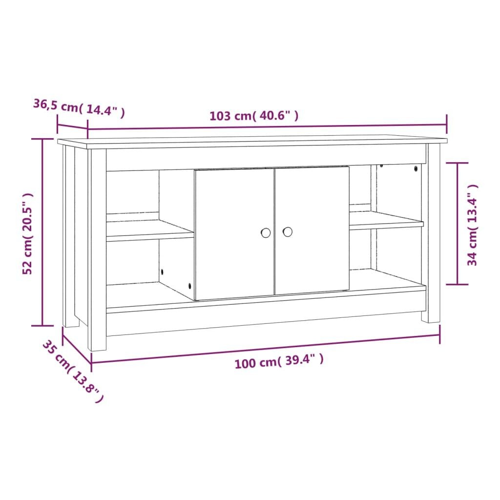 vidaXL TV-Meubel Grenenhout Wit 103cm - 35% Korting!