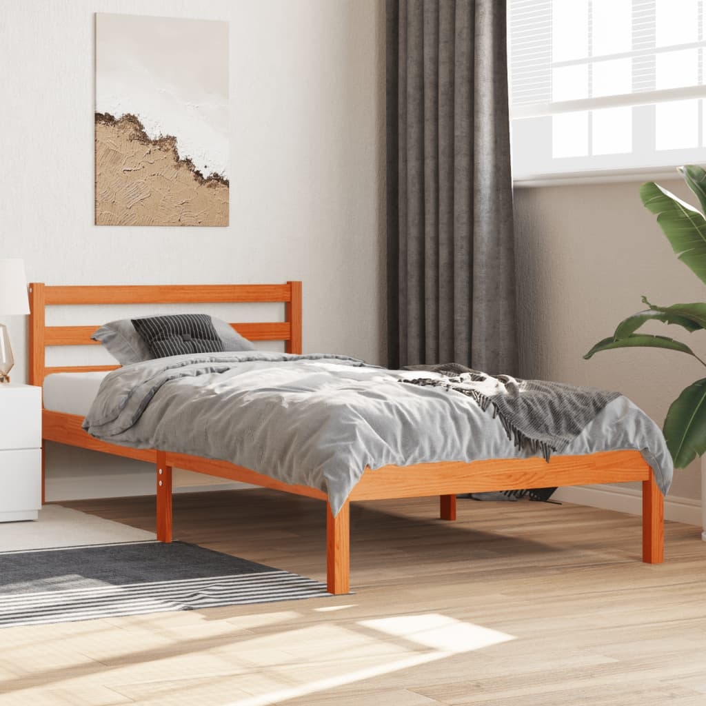 Grenen Bedframe 90x190 Wasbruin -35%! Massief Hout, Retourdeal