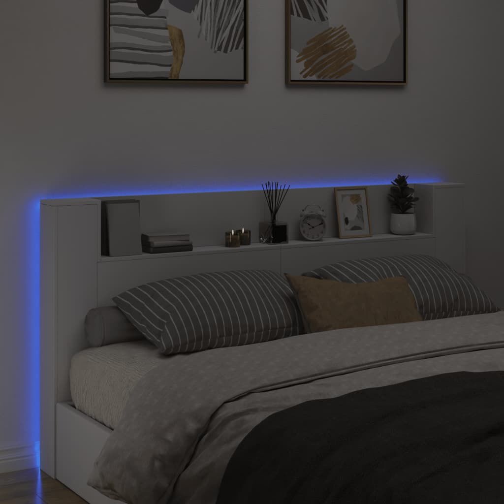 vidaXL Hoofdbordkast LED 200cm Wit - 35% Korting!