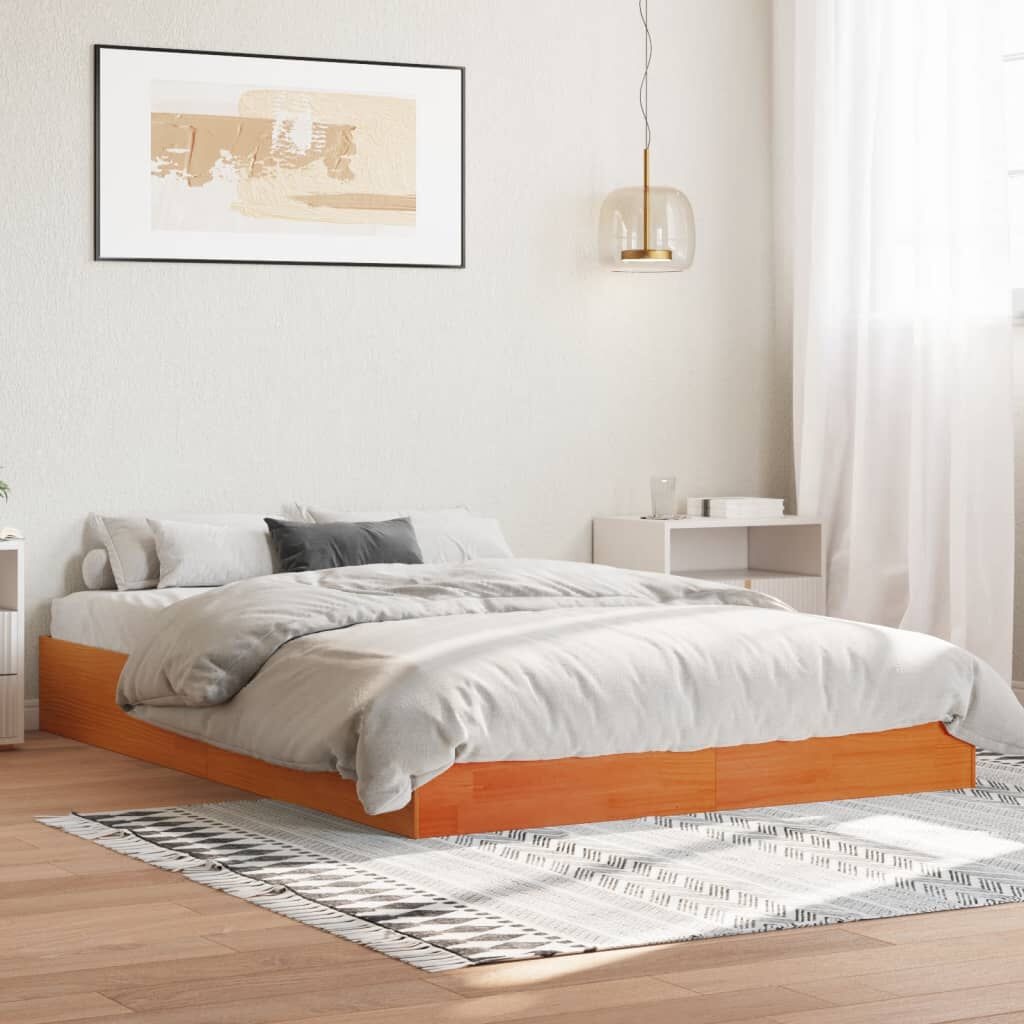 Grenen Bedframe 135x190cm Wasbruin -35%! Zo Goed Als Nieuw