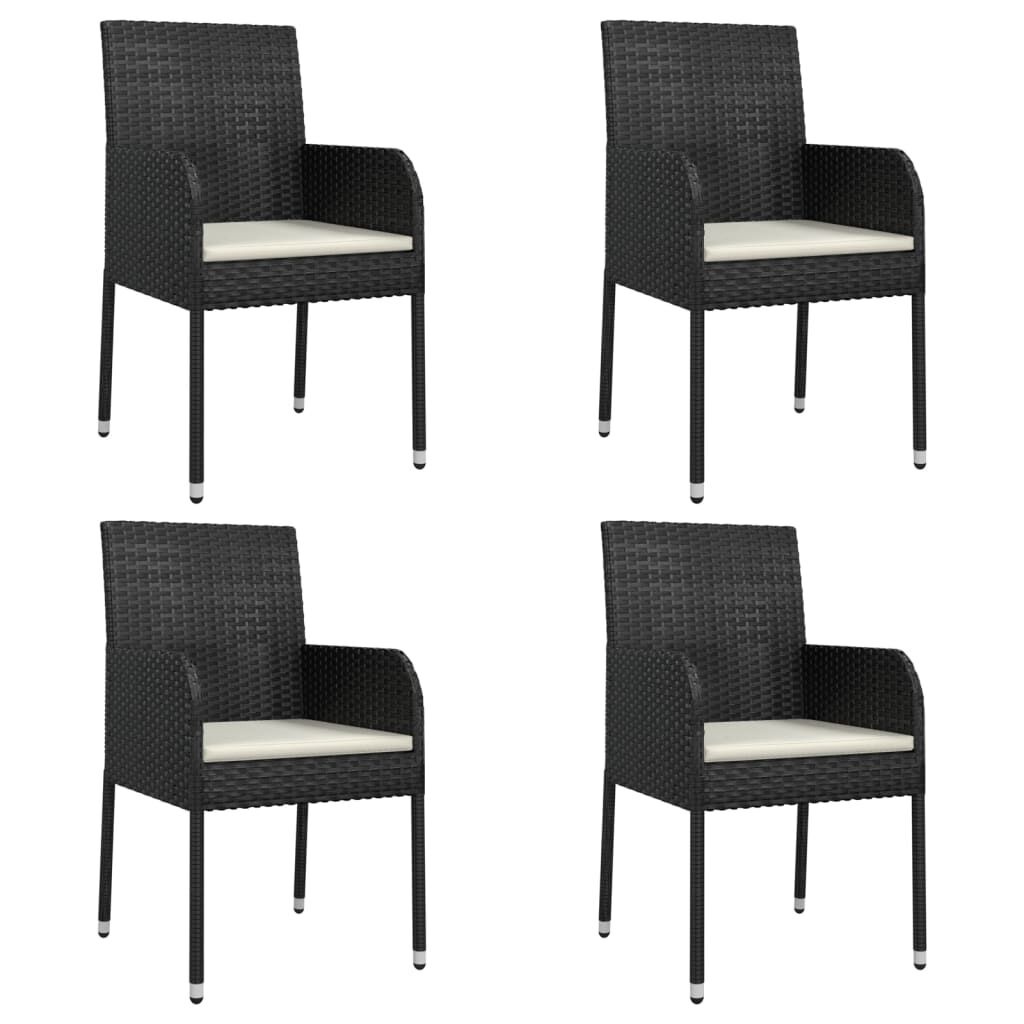 vidaXL Tuinstoelen (4 st) met Kussens Zwart - 42% Korting!