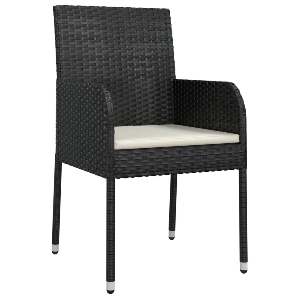 vidaXL Tuinstoelen (4 st) met Kussens Zwart - 42% Korting!
