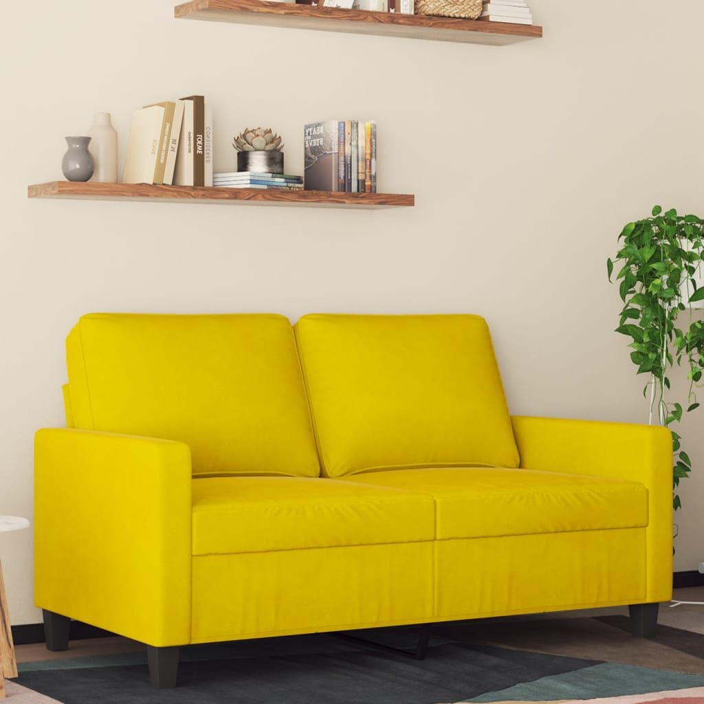 vidaXL Fluweel Bank Geel - 120cm - 35% Korting!