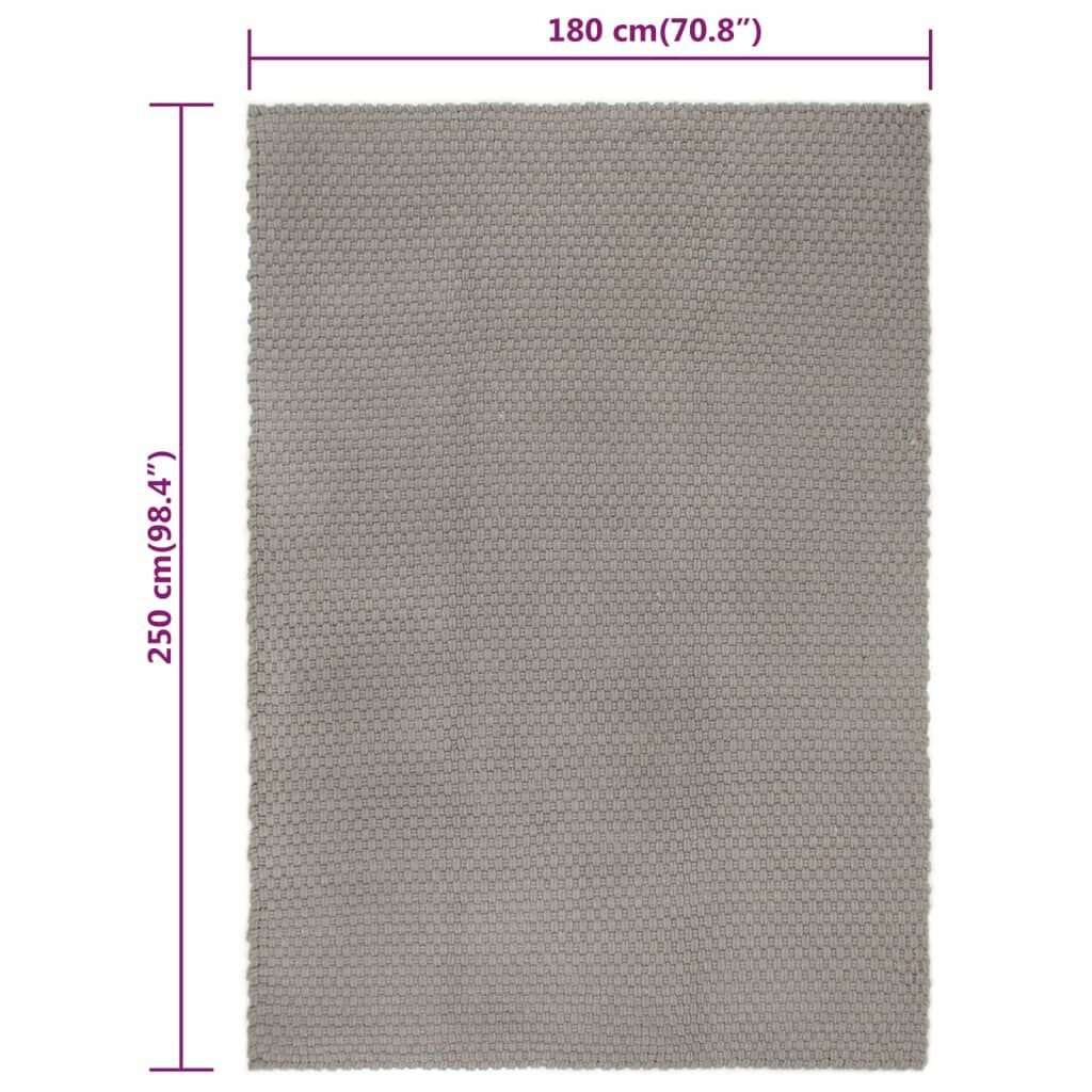 VidaXL Katoen Vloerkleed Grijs 180x250cm - 35% Korting!