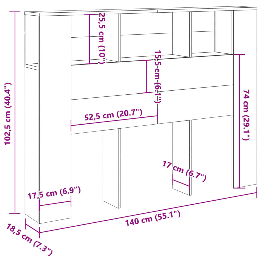 Hoofdbordkast Oud Hout 140cm - 35% Korting!