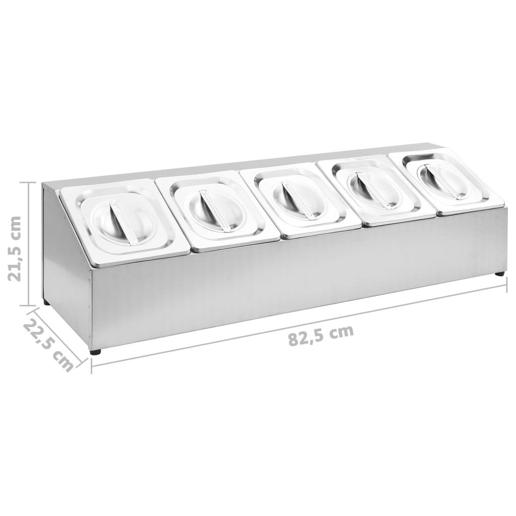 VidaXL GN Bakkenhouder RVS met 5 Bakken -35% Korting!