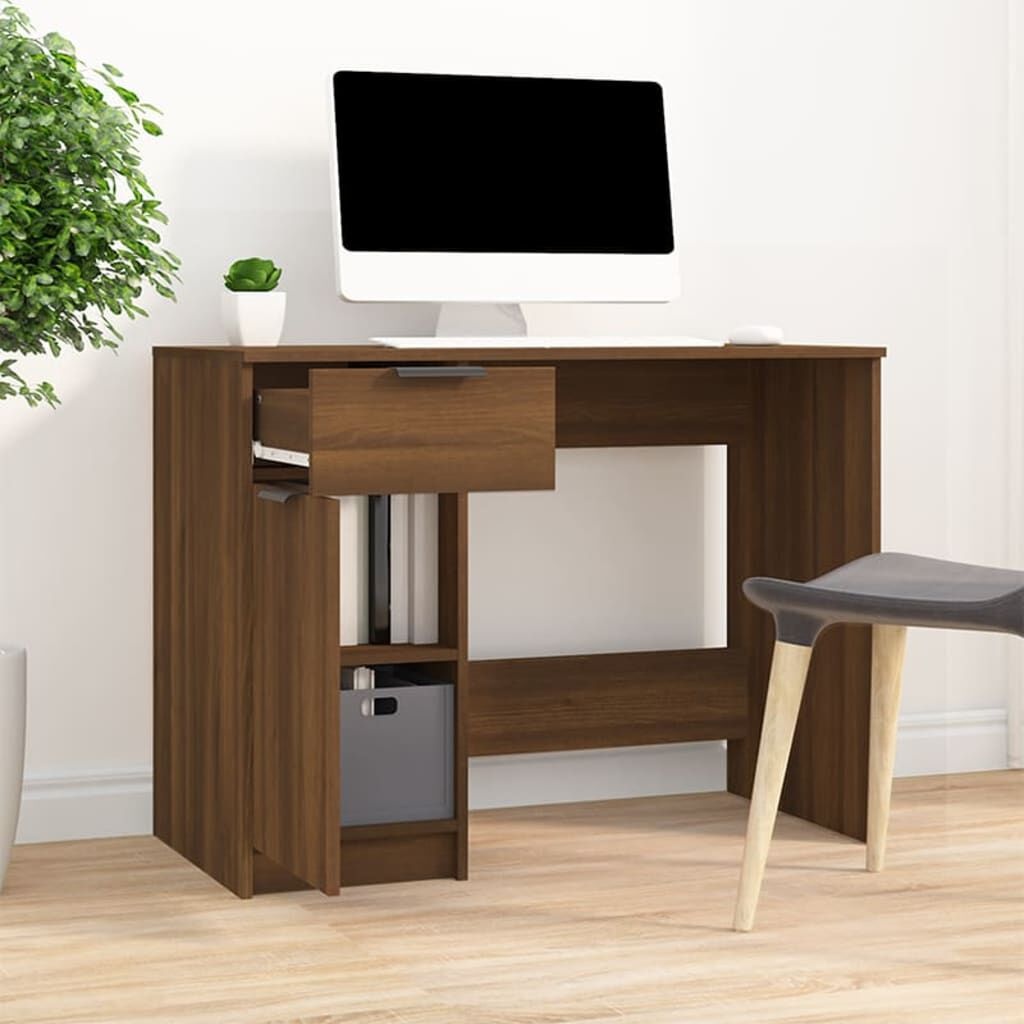 vidaXL Bureau Bruin Eiken 100x50cm - Nieuwstaat - 35% Korting!