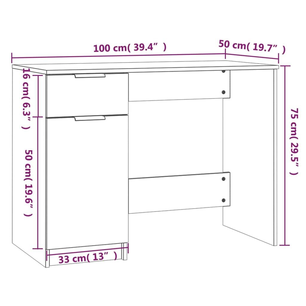 vidaXL Bureau Bruin Eiken 100x50cm - Nieuwstaat - 35% Korting!