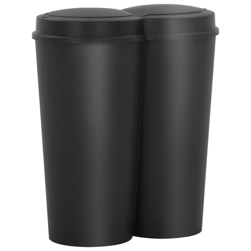 VidaXL Dubbele Prullenbak 50L Zwart - 35% Korting!