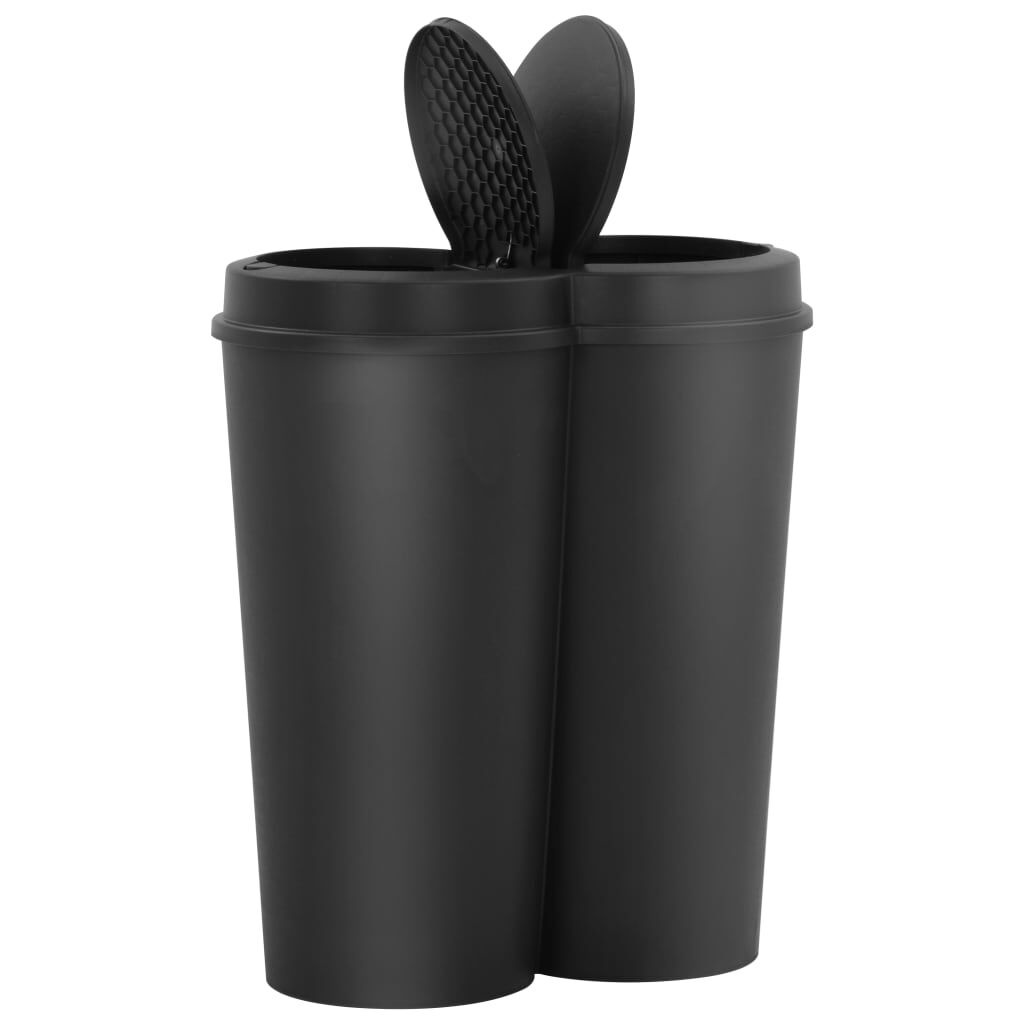 VidaXL Dubbele Prullenbak 50L Zwart - 35% Korting!