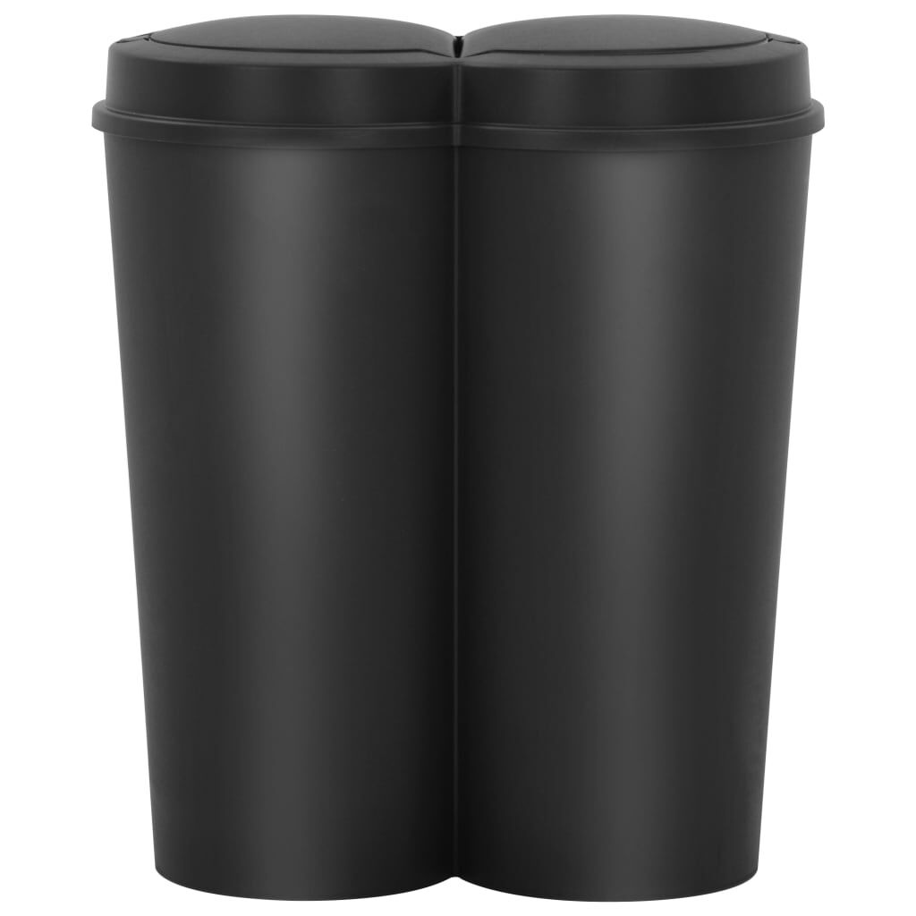 VidaXL Dubbele Prullenbak 50L Zwart - 35% Korting!