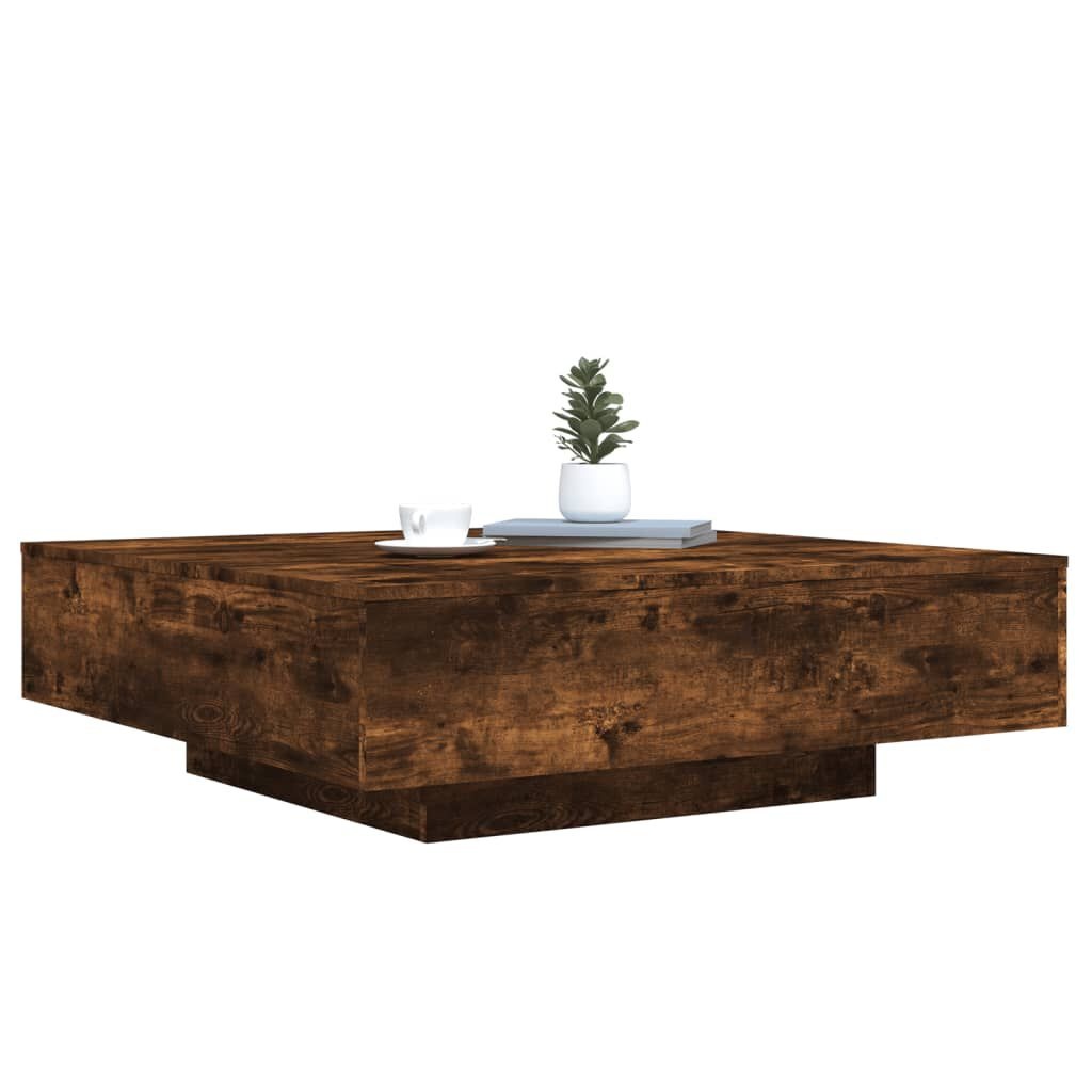 Salontafel LED Gerookt Eiken 100x100cm - Deukje, Mega Korting!
