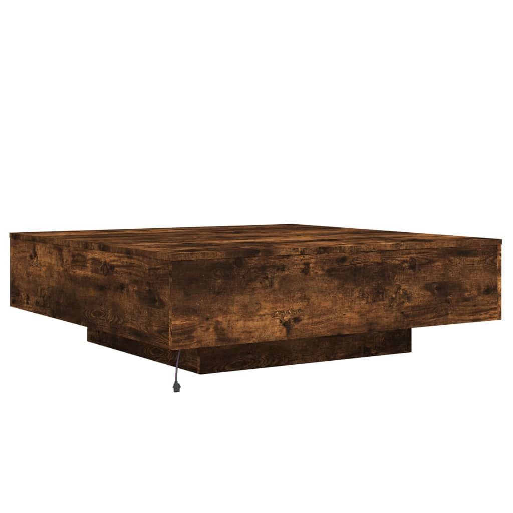 Salontafel LED Gerookt Eiken 100x100cm - Deukje, Mega Korting!