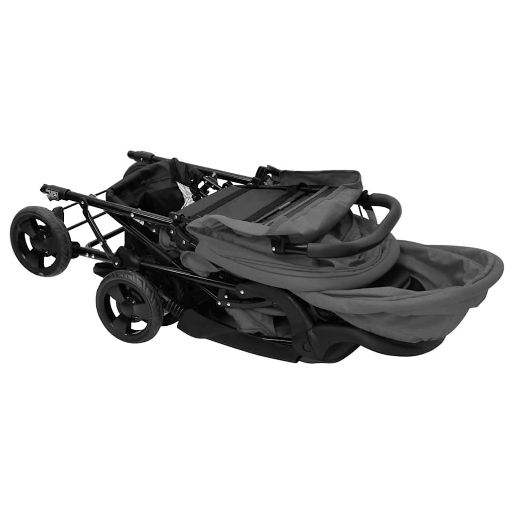 vidaXL Tandem Tweelingwagen Donkergrijs - 35% Korting!