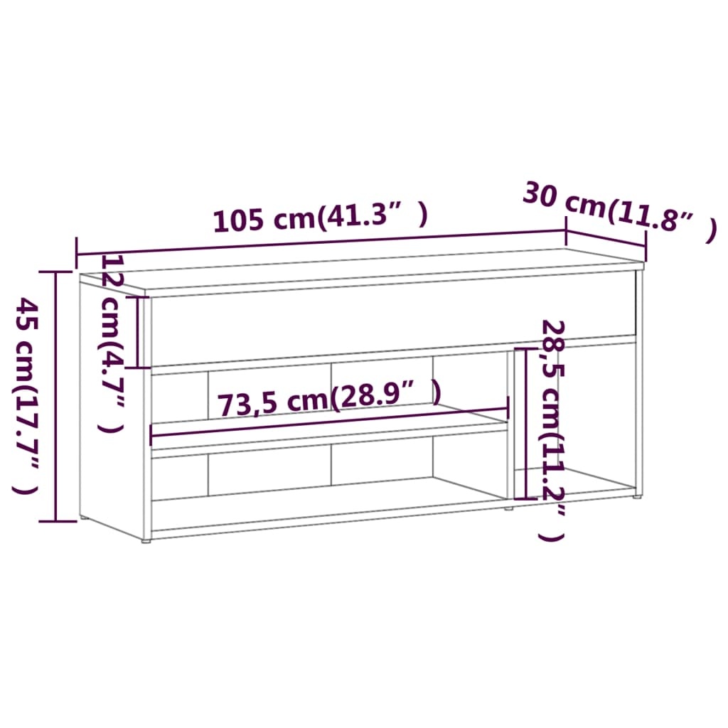 Schoenenbank Gerookt Eiken - 105cm - 35% Korting!