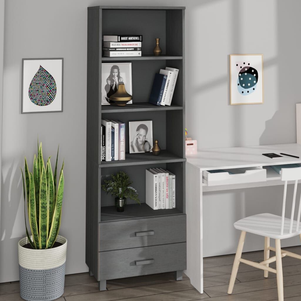 VidaXL Hoge Kast HAMAR Donkergrijs Grenen - 35% Korting!