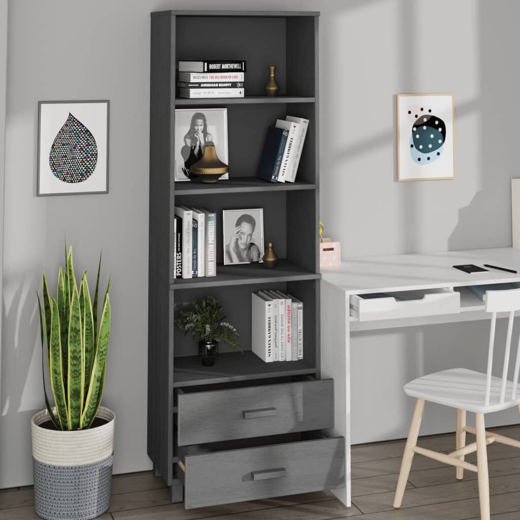 VidaXL Hoge Kast HAMAR Donkergrijs Grenen - 35% Korting!