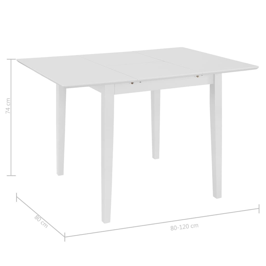VidaXL Uitschuifbare Eettafel Wit - 80-120cm - 35% Korting!