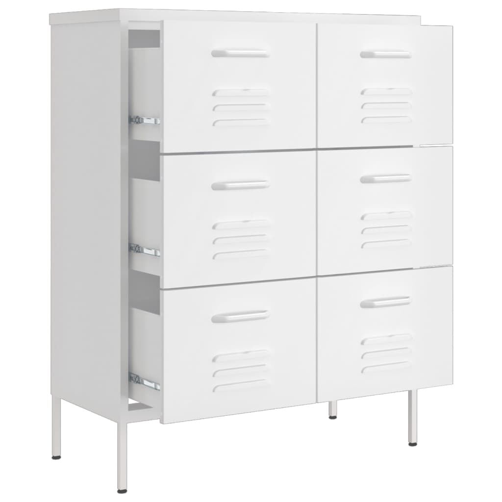 vidaXL Ladekast Wit Staal 80x35x101,5cm - 35% Korting!