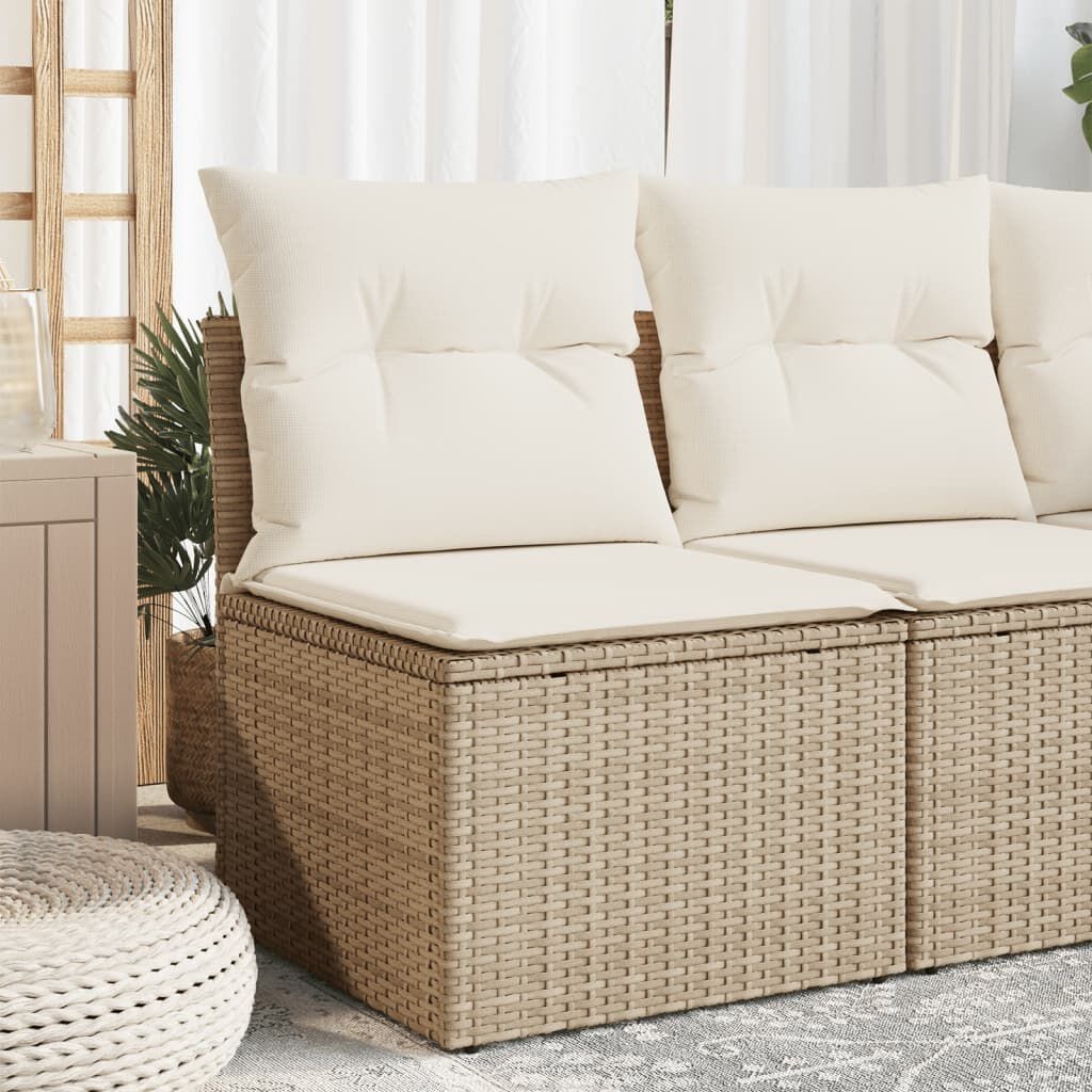 Tuinbank Beige Rattan + Kussens - 60% Korting! (Zonder Montage)
