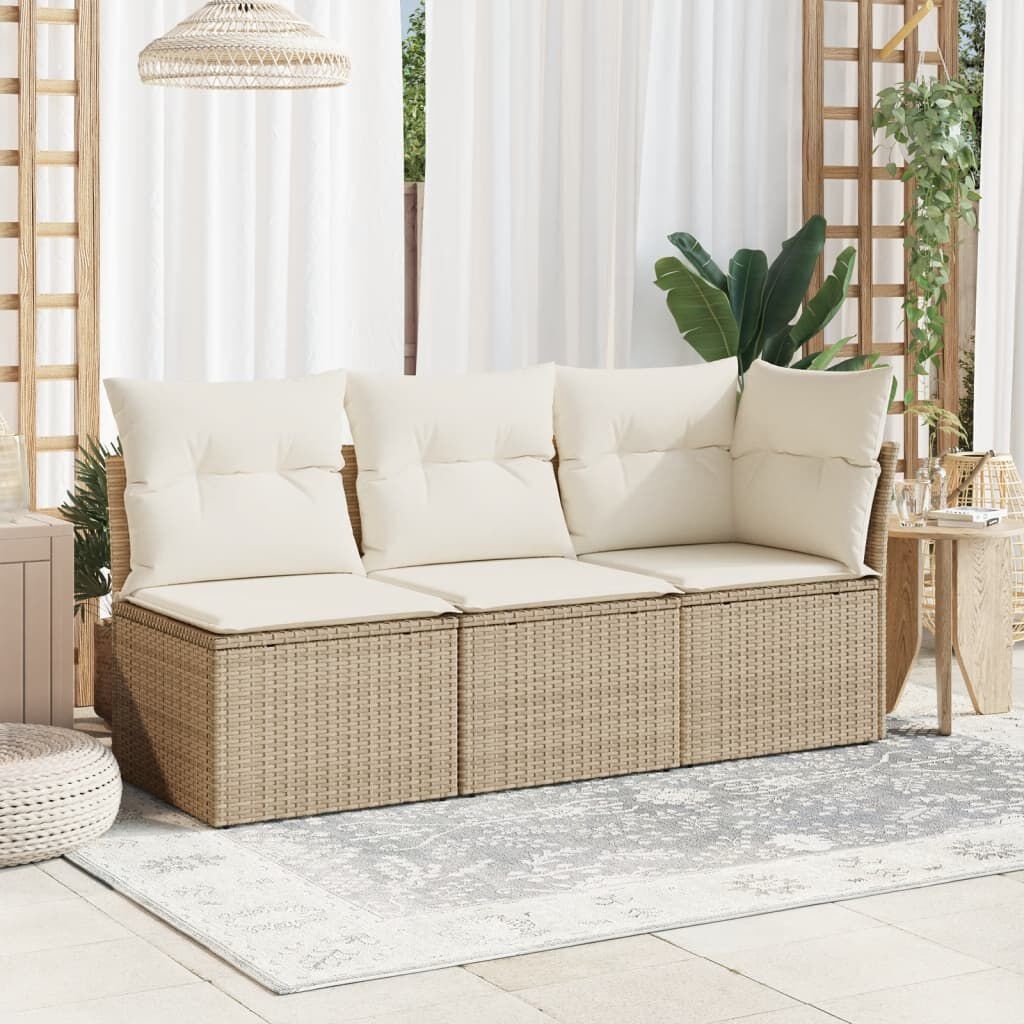 Tuinbank Beige Rattan + Kussens - 60% Korting! (Zonder Montage)