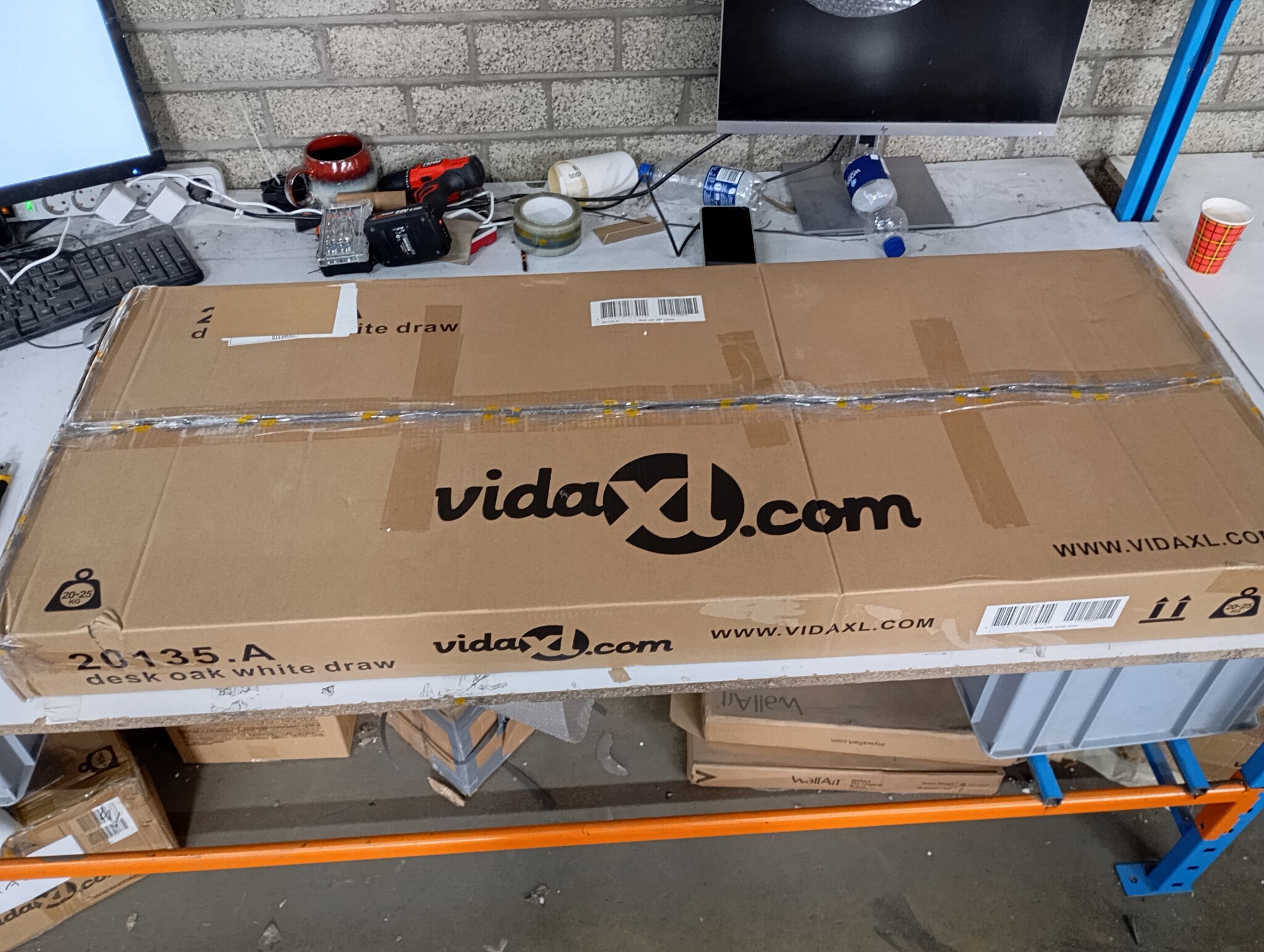 Bureau Eiken/Wit met Lade - 50% Korting! (Gebruikt)