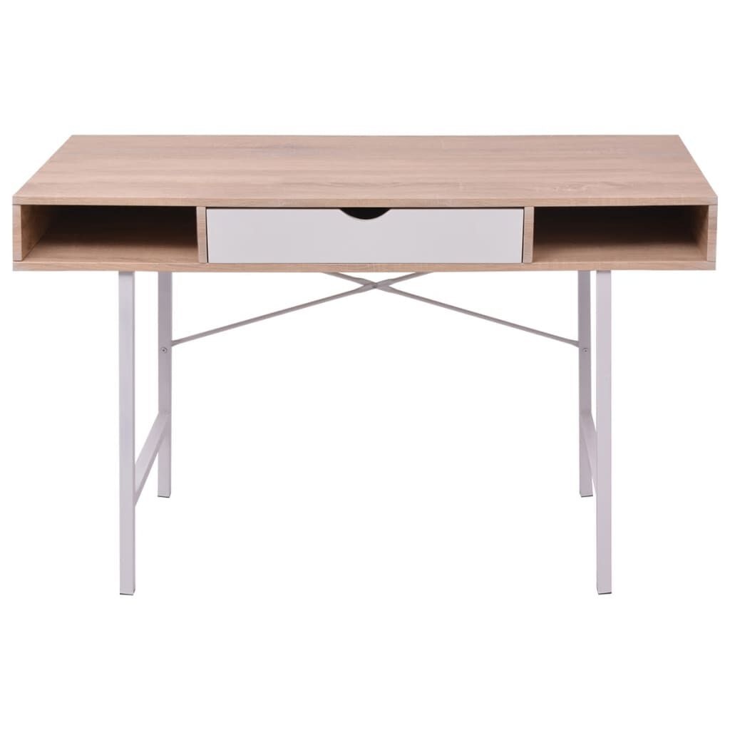 Bureau Eiken/Wit met Lade - 50% Korting! (Gebruikt)
