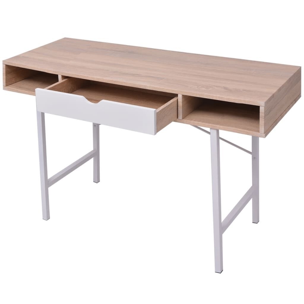 Bureau Eiken/Wit met Lade - 50% Korting! (Gebruikt)