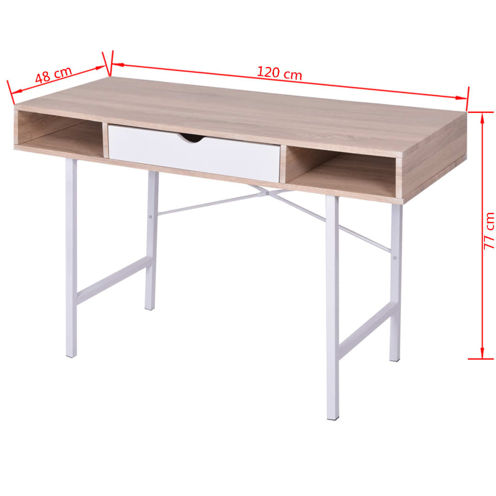 Bureau Eiken/Wit met Lade - 50% Korting! (Gebruikt)