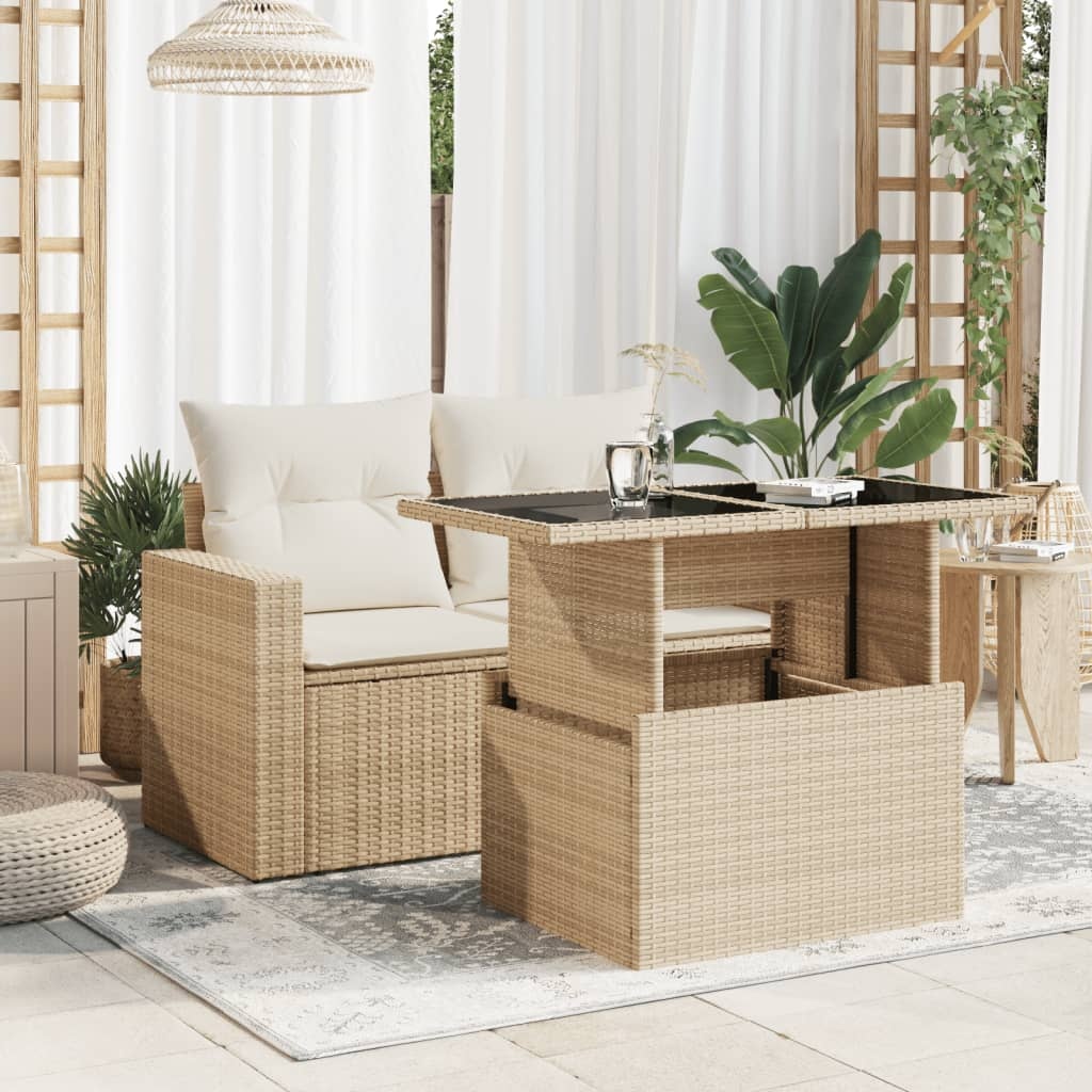 vidaXL Tuintafel Rattan Beige - 35% Korting! Zo Goed Als Nieuw